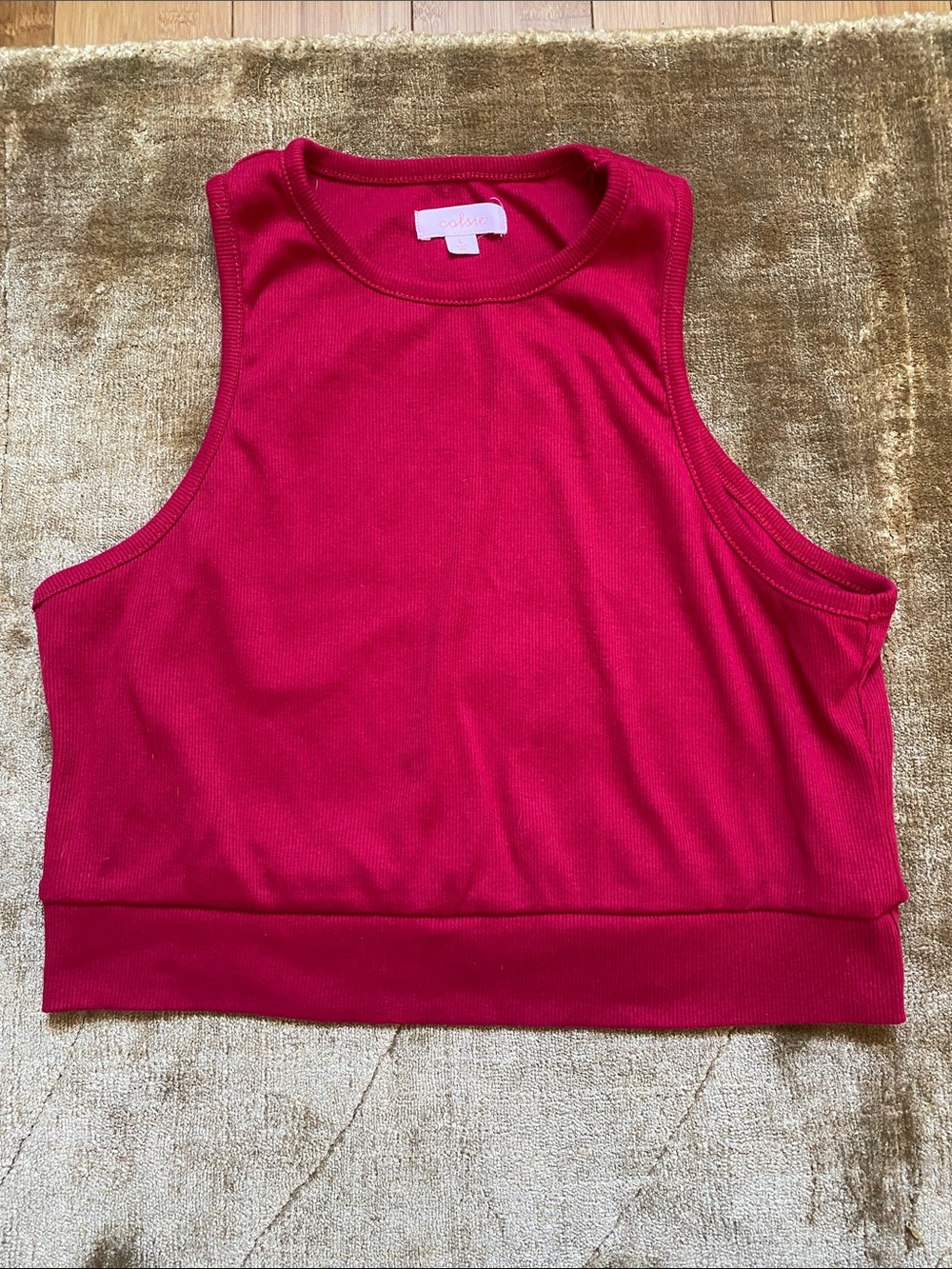 Colsie Hot Pink Ribbed Cropped Tank Top